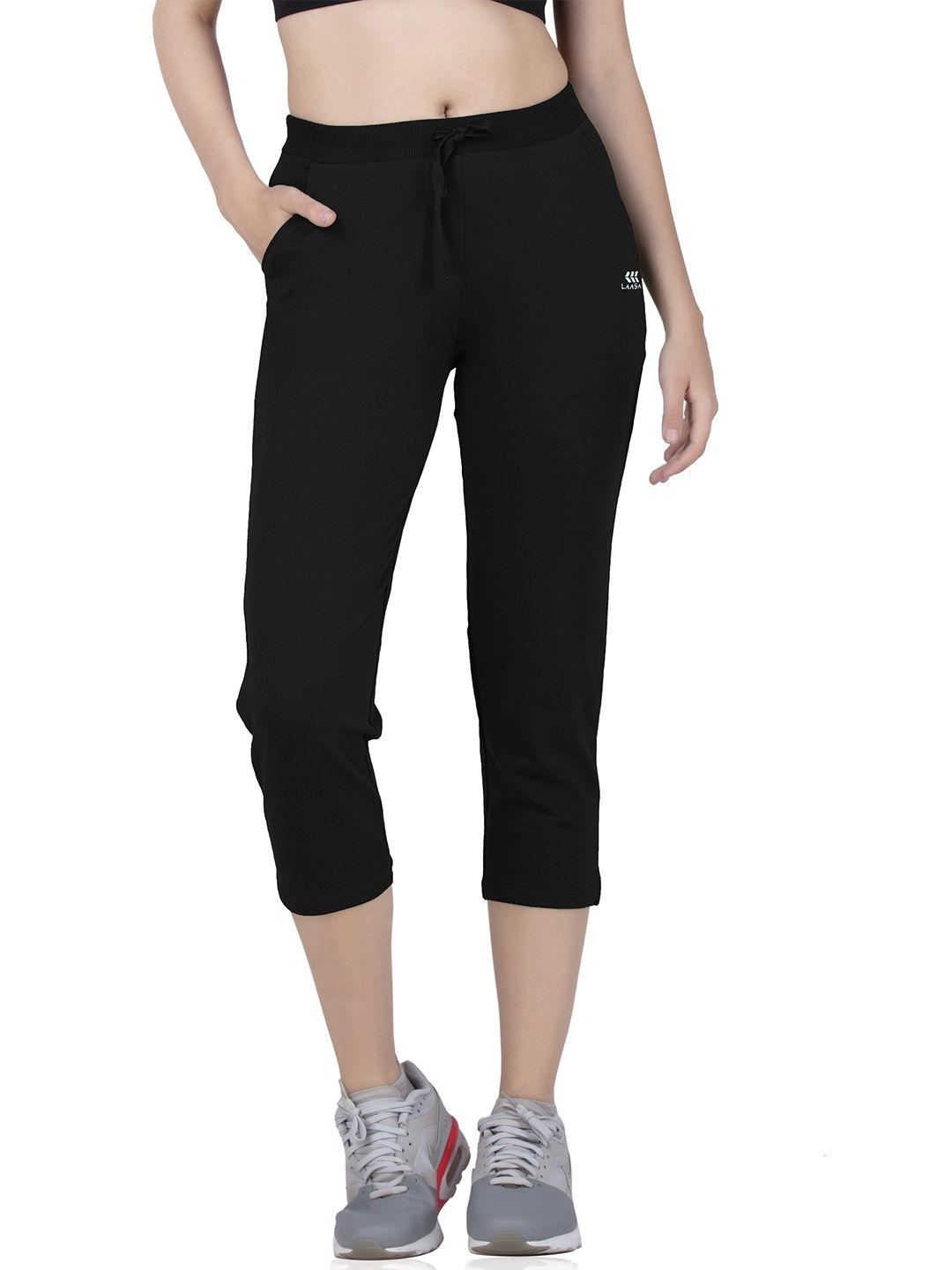 laasa sports women black sports capris