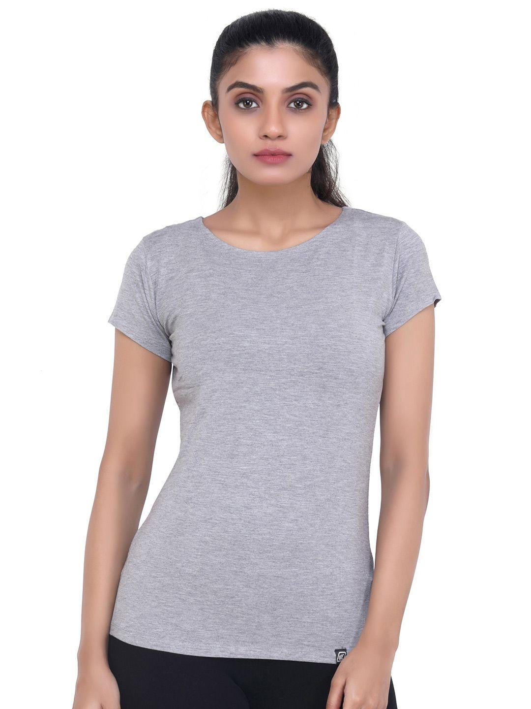 laasa sports women grey training or gym t-shirt