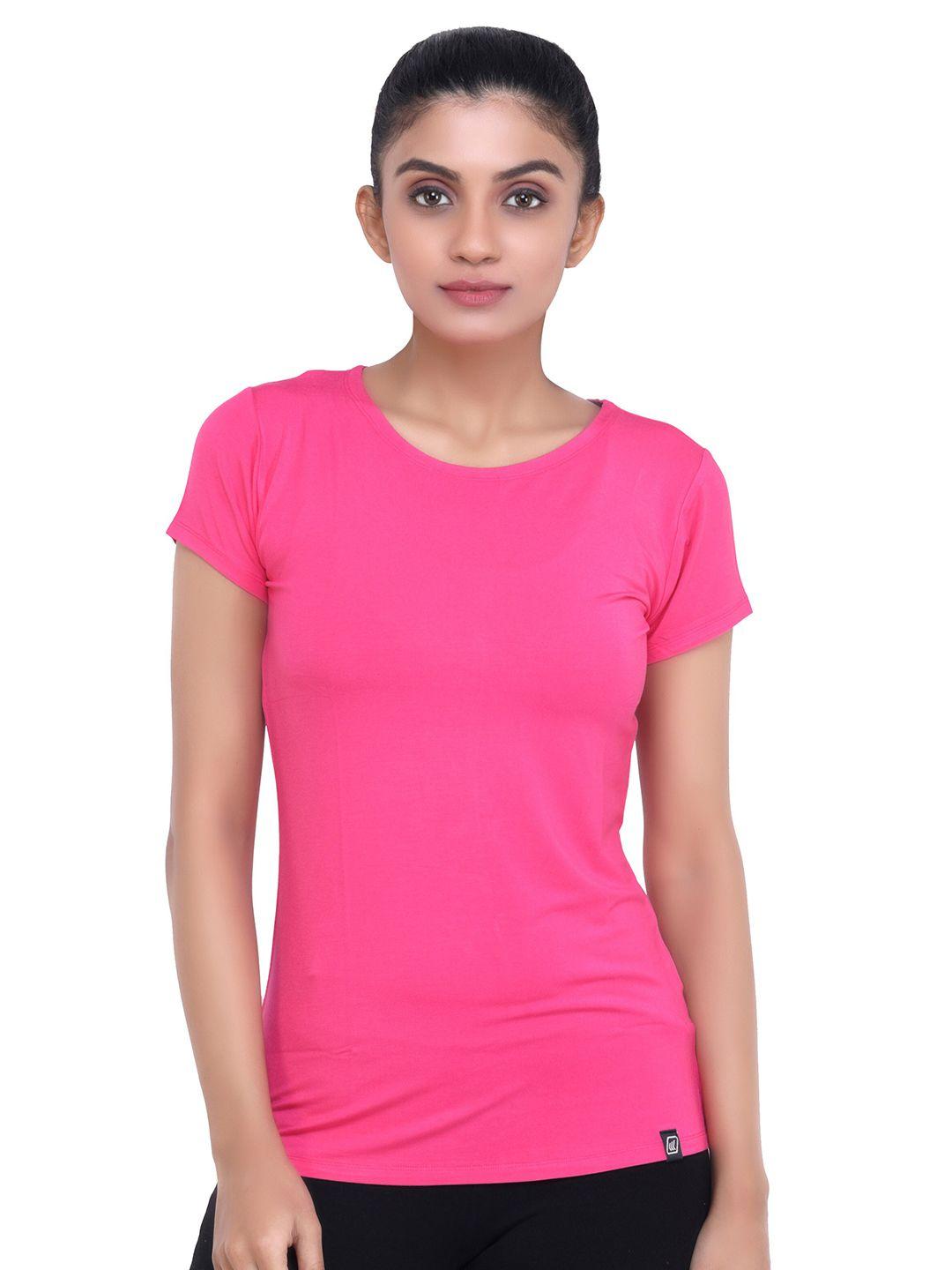 laasa sports women pink training or gym t-shirt