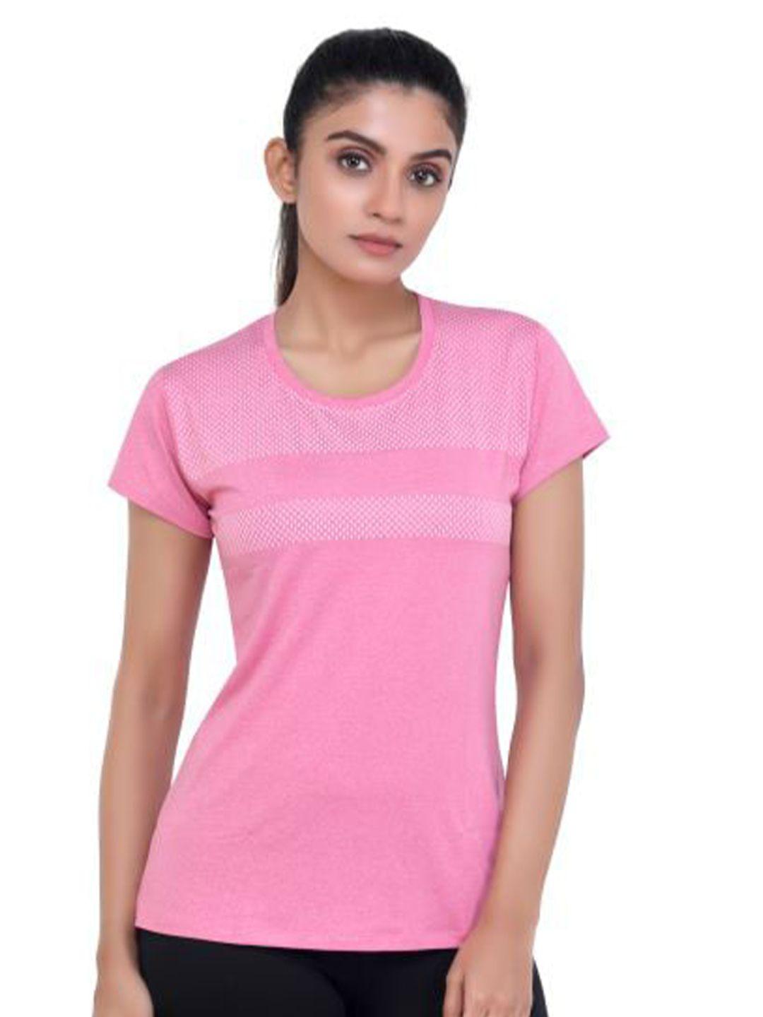 laasa sports women pink training or gym t-shirt