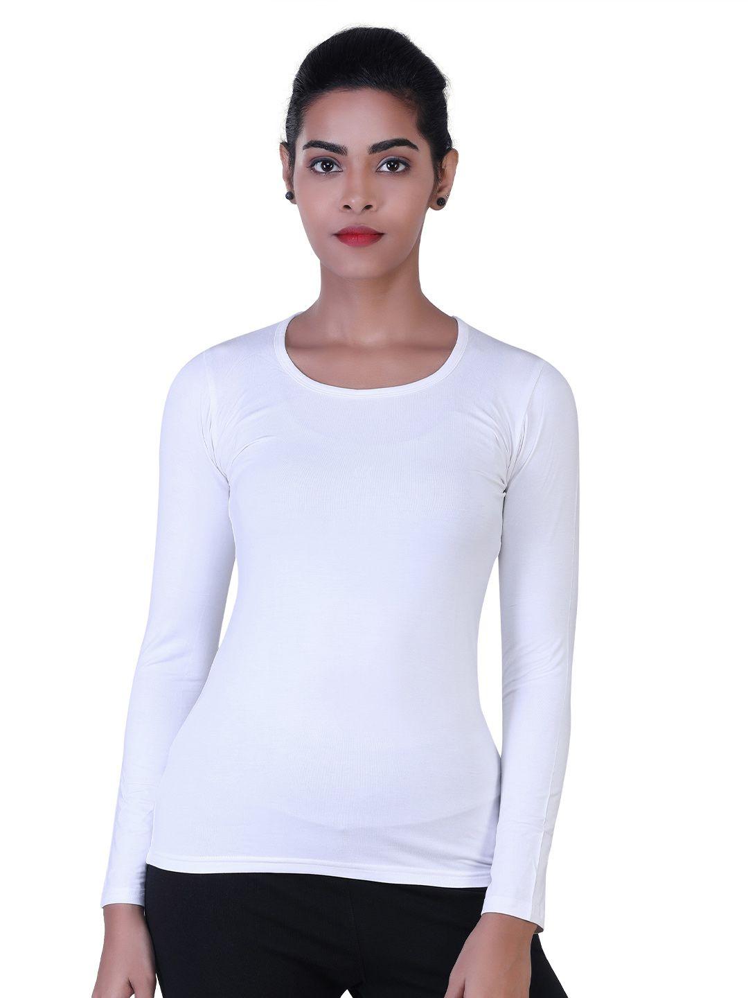 laasa sports women white training or gym t-shirt