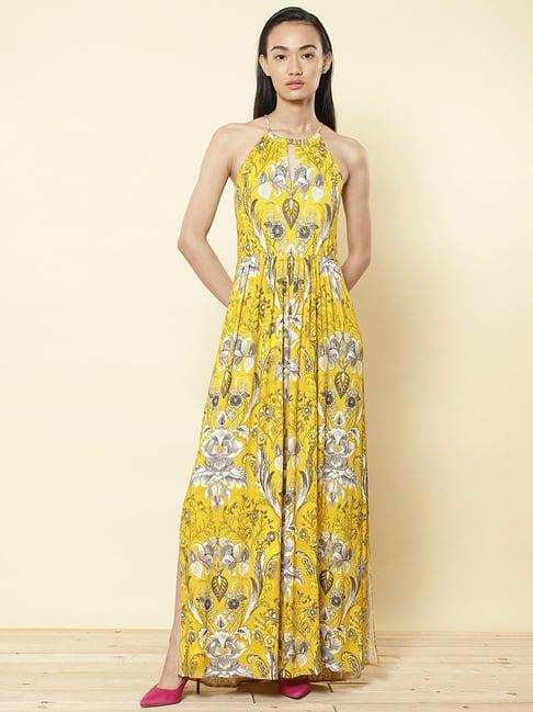 label ritu kumar yellow floral print dress
