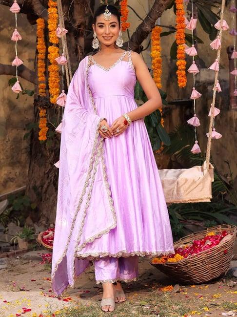 label aditi hundia chanderi lilac dream anarkali set