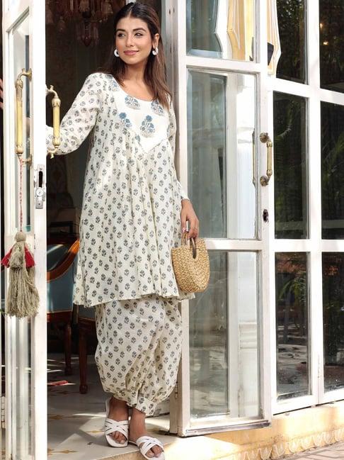 label aditi hundia cotton white lily co-ord set