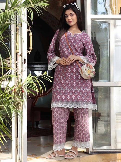 label aditi hundia purple cotton sophia co-ord set