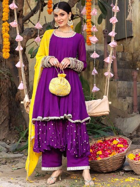 label aditi hundia purple georgette anika anarkali set