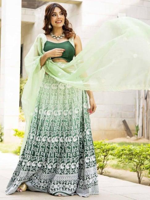 label aditi hundiya green sehaj chikankari lehanga