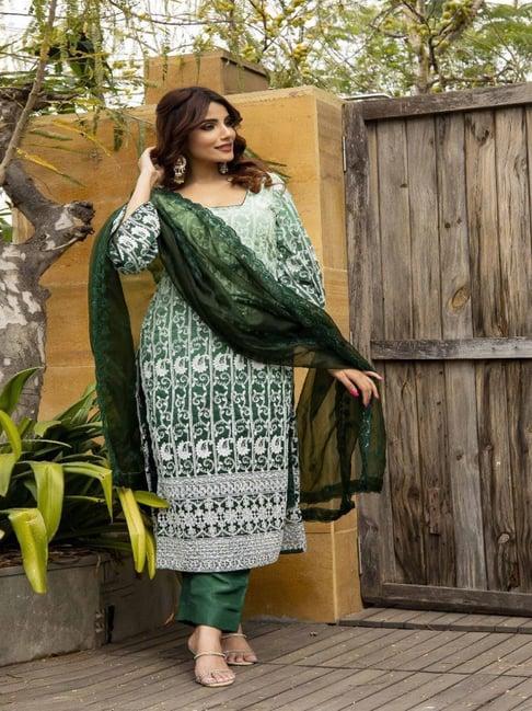 label aditi hundiya green zoya chikankari suit set