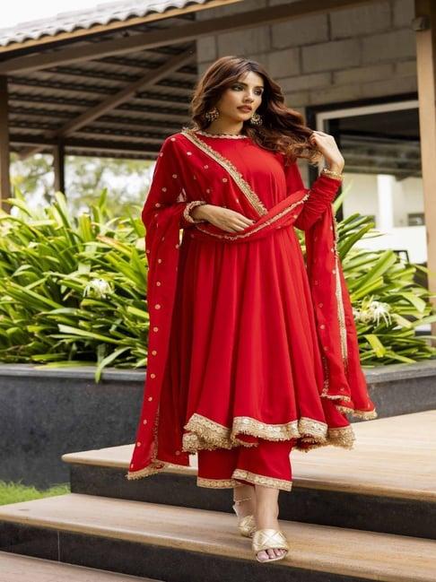 label aditi hundiya red lavanya anarkali set