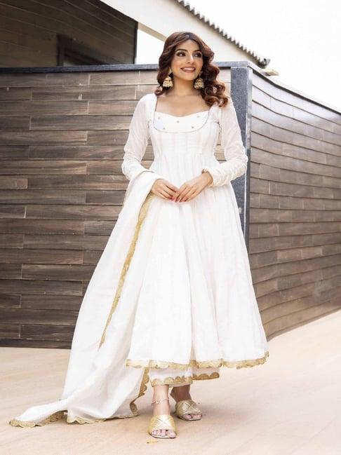 label aditi hundiya white prisha anarkali set