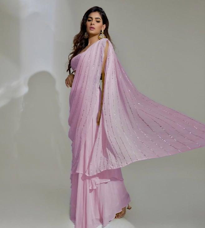 label aishwaryrika mauve crush chikankari lehenga saree