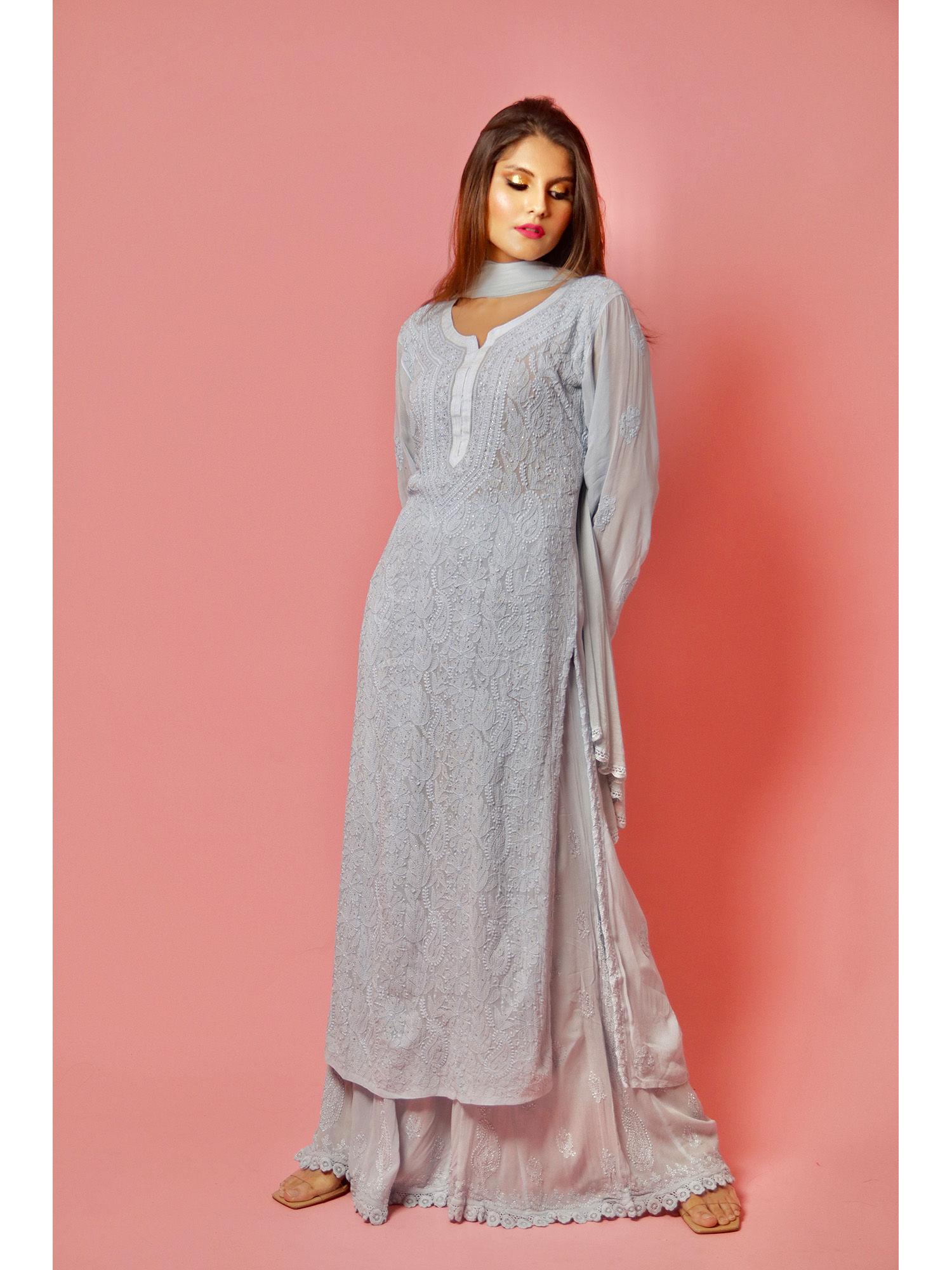 label aishwaryrikaa powder blue chikankari kurta