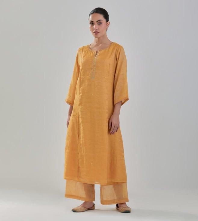 label juanita ochre og kurta with pant and dupatta