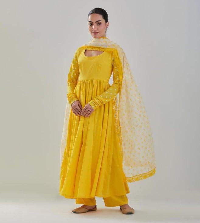 label juanita yellow og kurta with pant and dupatta