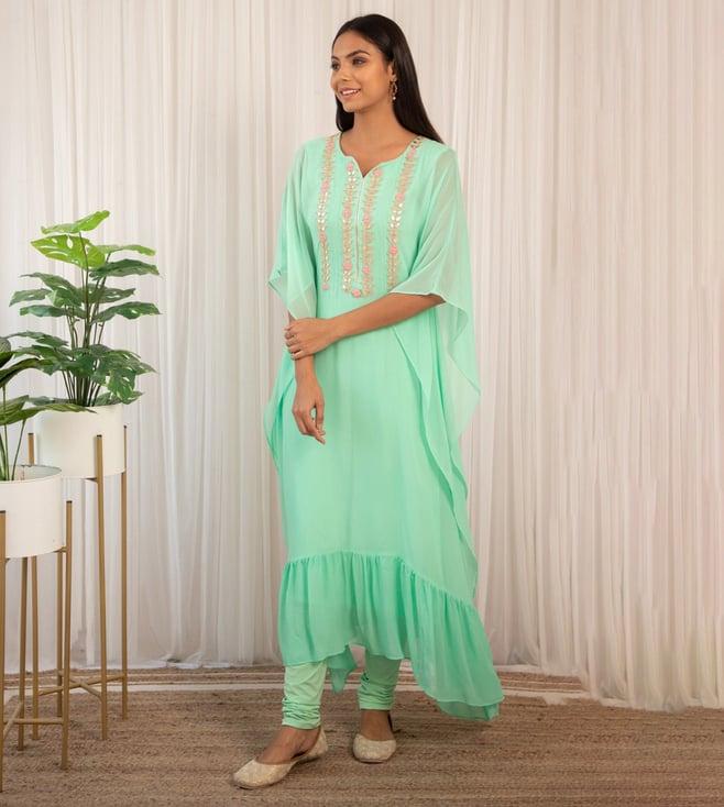 label kanupriya mint green kaftan with leggings