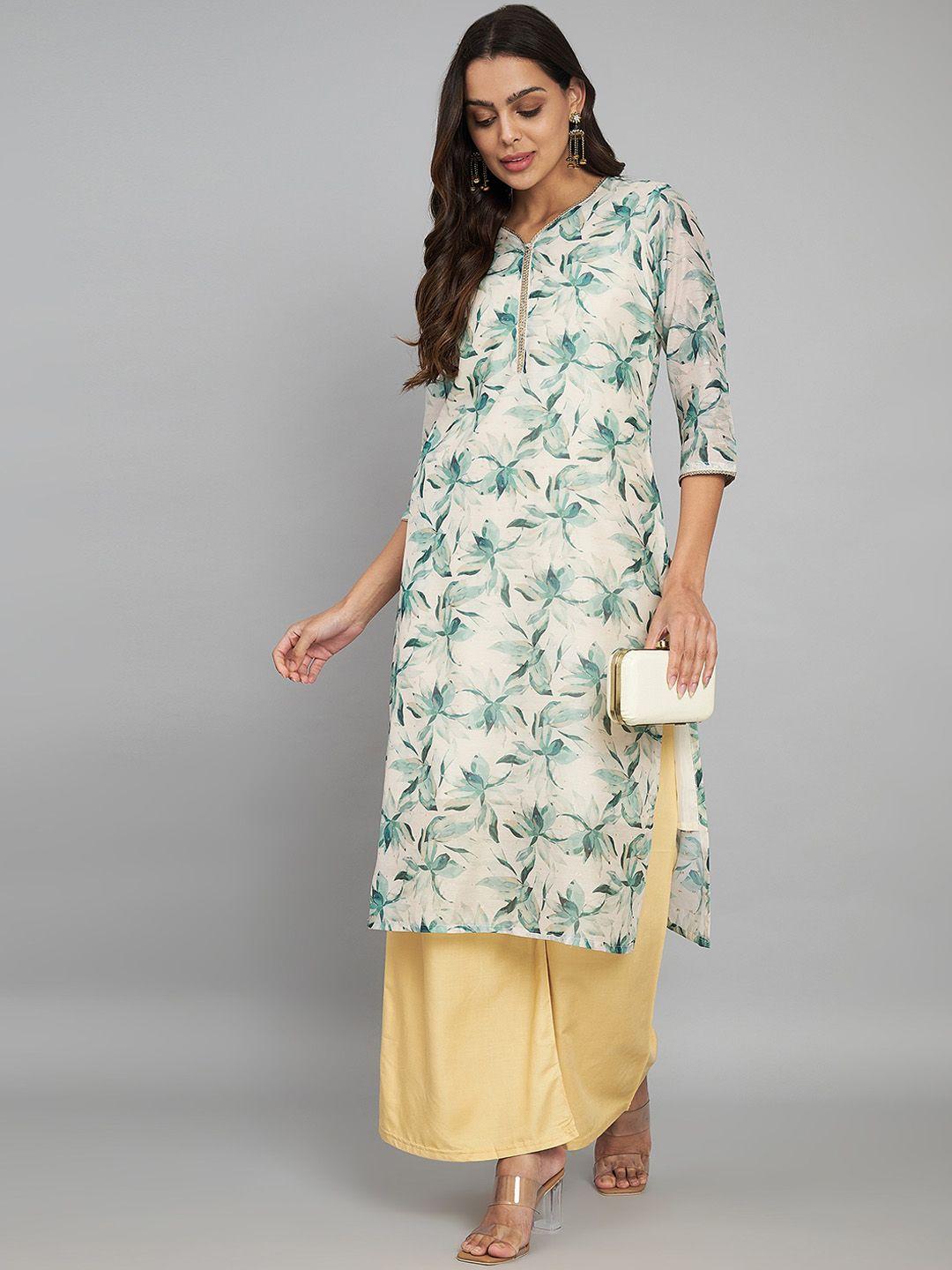 label khoj women floral printed sequinned kurta