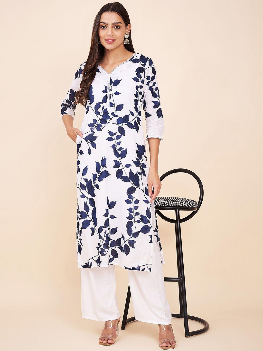 label khoj women floral printed thread work kurta