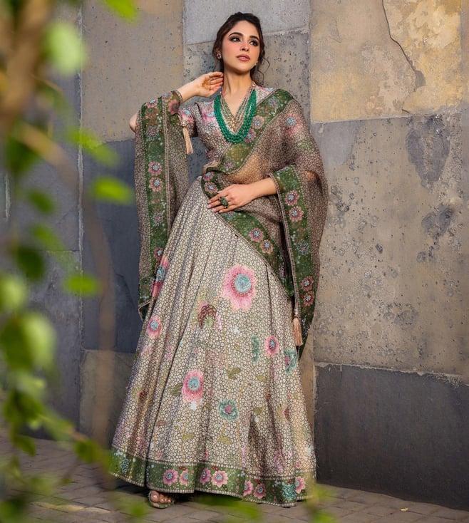 label niti bothra dark green lamhe mughal lehenga with blouse and dupatta