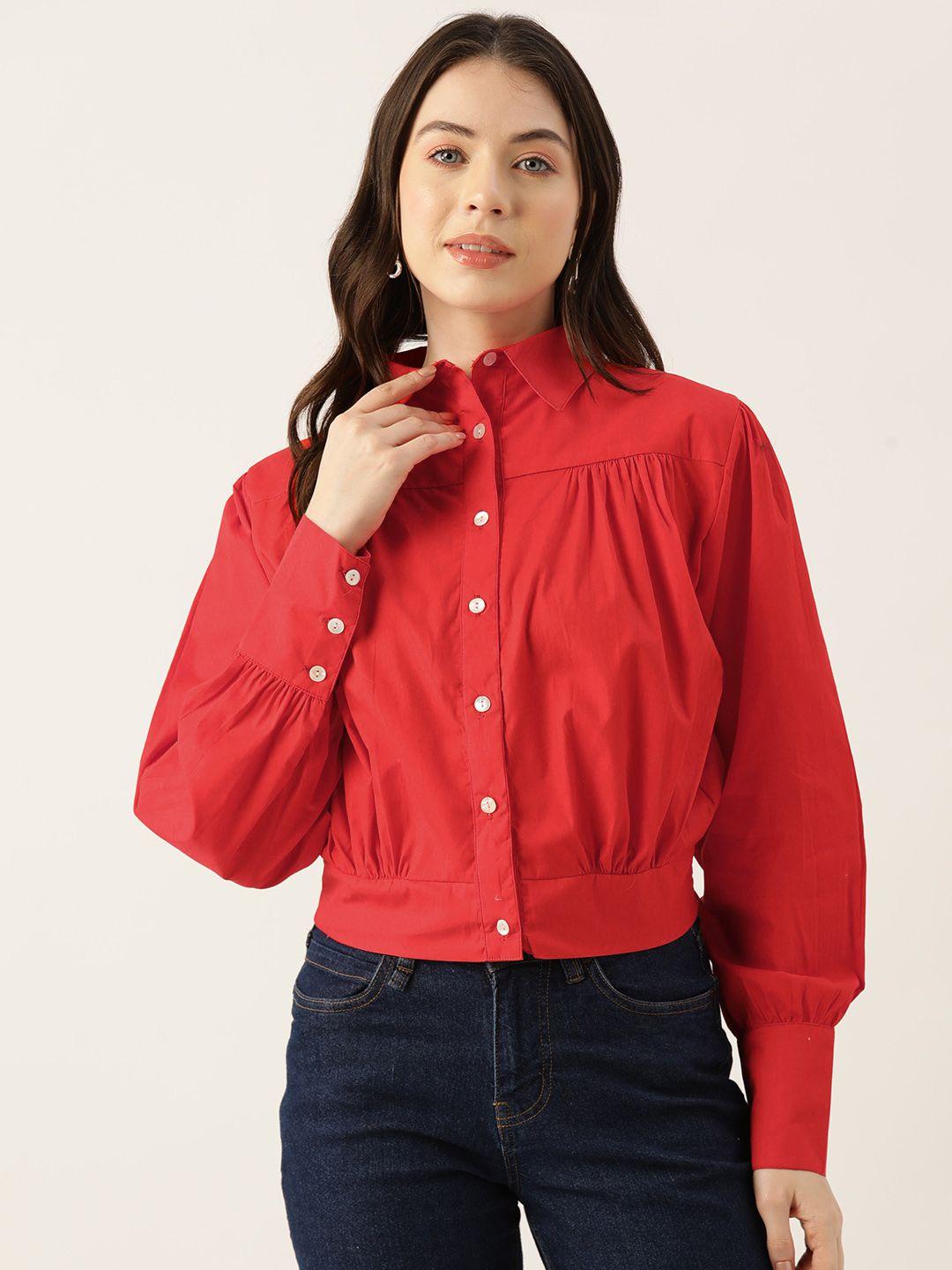 label regalia modern puff sleeves boxy casual shirt