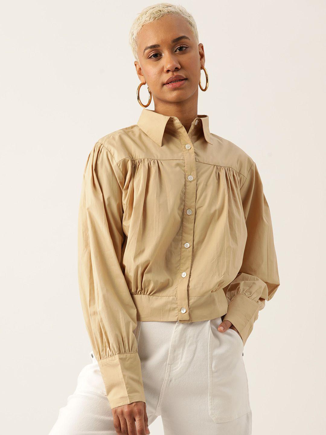 label regalia puff sleeves shirt style crop top
