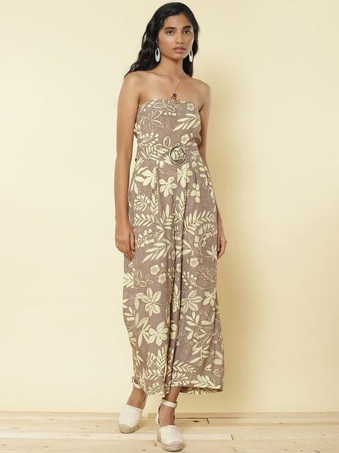 label ritu kumar beige printed jumpsuit