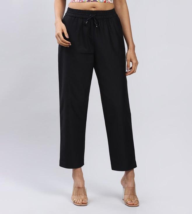 label ritu kumar black ankle-length pant with drawstring