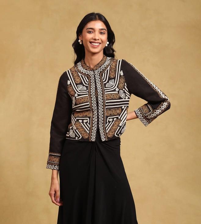 label ritu kumar black embroidered structured jacket