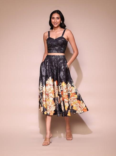 label ritu kumar black floral print co-ord set