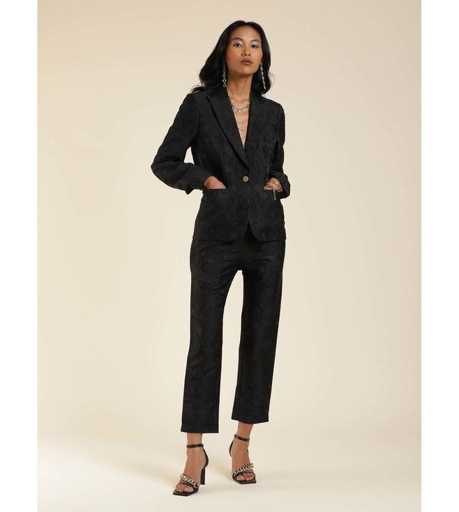 label ritu kumar black jacquard blazer with pant co-ord set