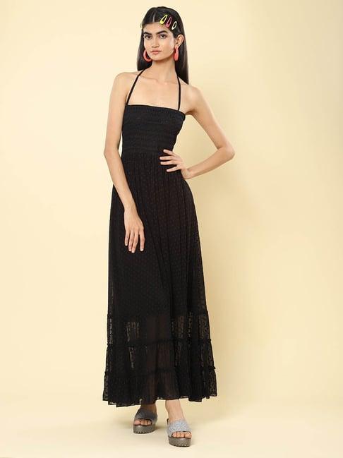 label ritu kumar black self desing dress