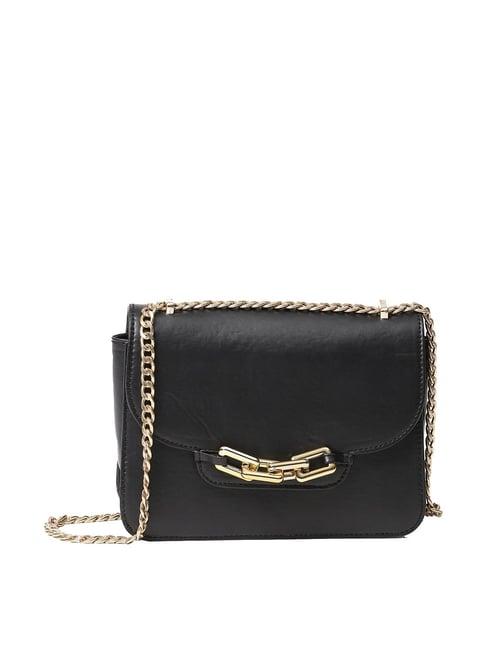 label ritu kumar black solid medium sling handbag