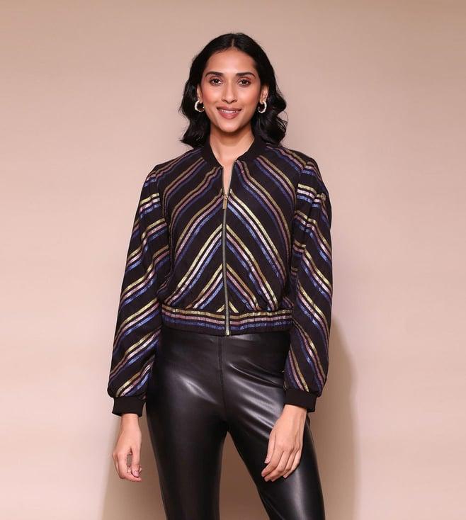 label ritu kumar black striped jacket