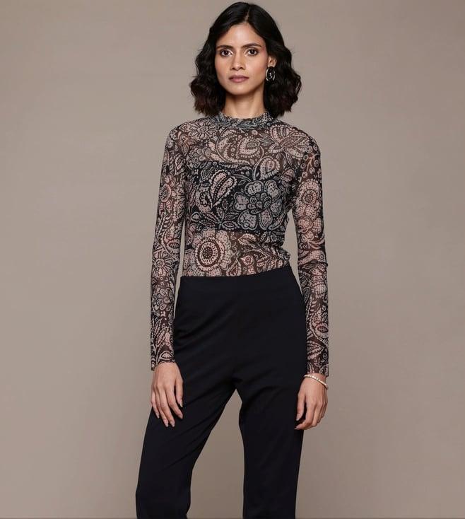 label ritu kumar black valerie mesh bodysuit