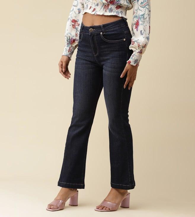 label ritu kumar blue bell bottom denim pants