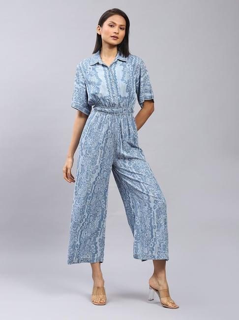 label ritu kumar blue floral jumpsuit