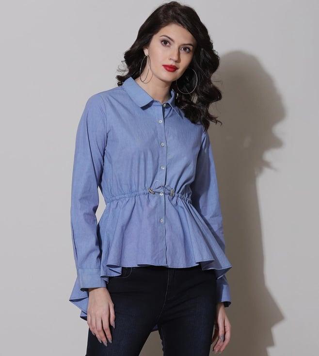 label ritu kumar blue peplum shirt