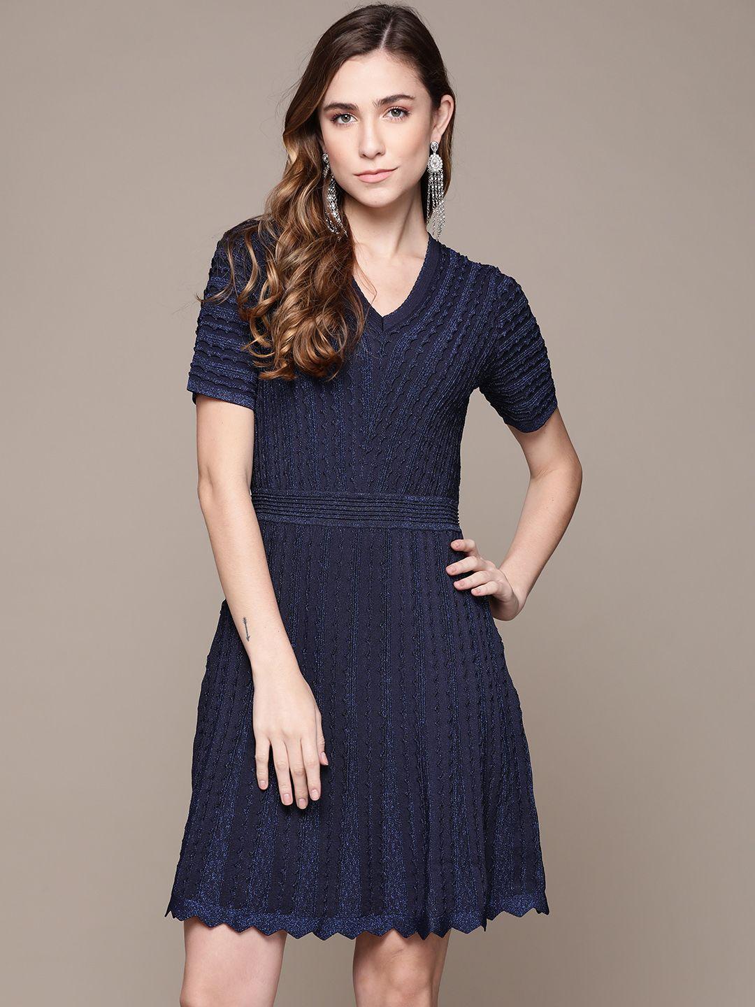 label ritu kumar blue solid dress