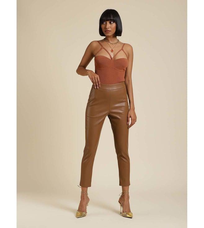 label ritu kumar brown cut-out bodysuit