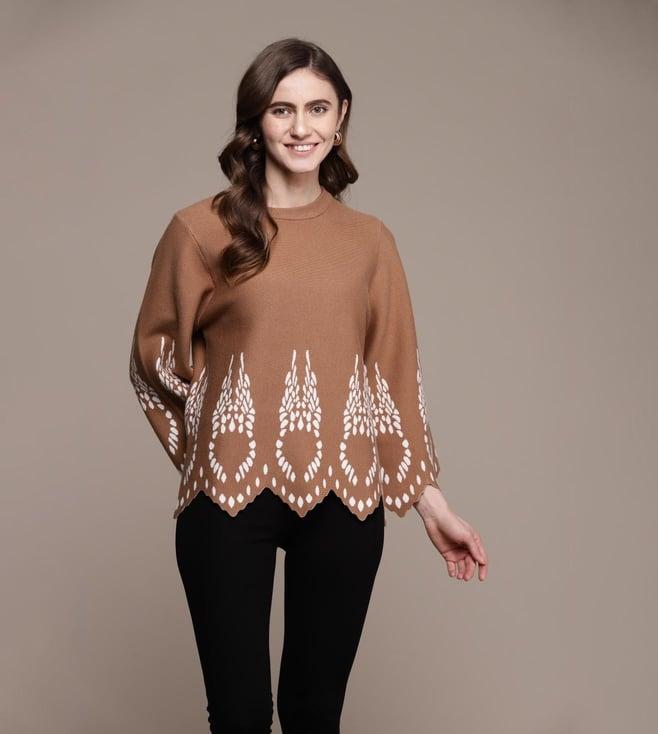 label ritu kumar brown solid sweater