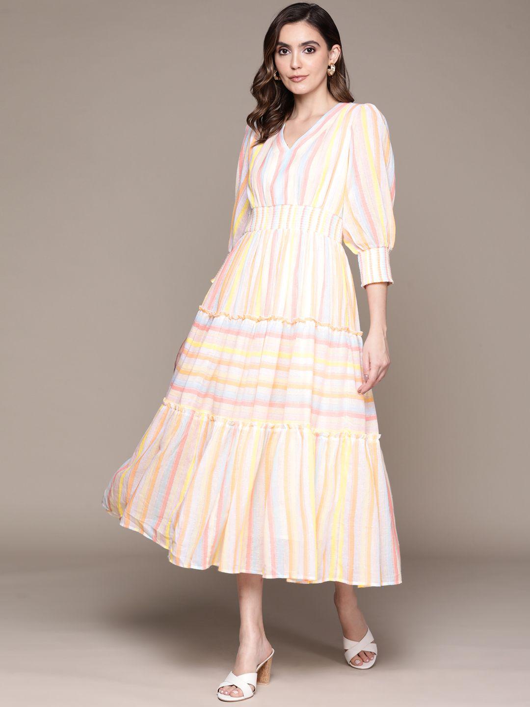 label ritu kumar candy striped pure cotton maxi dress