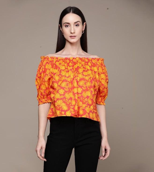 label ritu kumar coral floral print top