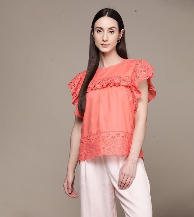 label ritu kumar coral solid top