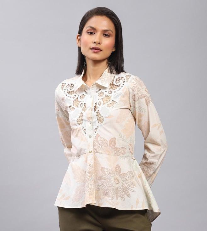 label ritu kumar ecru embroidered shirt