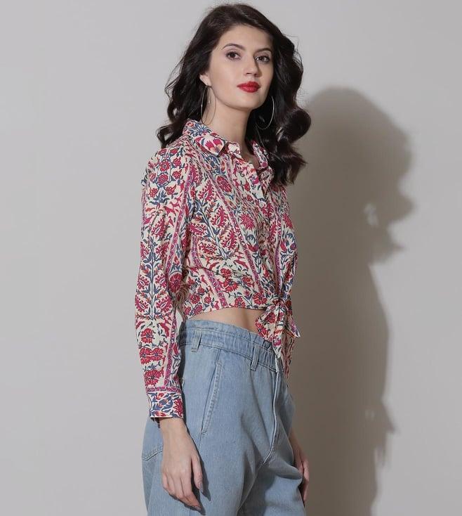 label ritu kumar ecru floral printed shirt