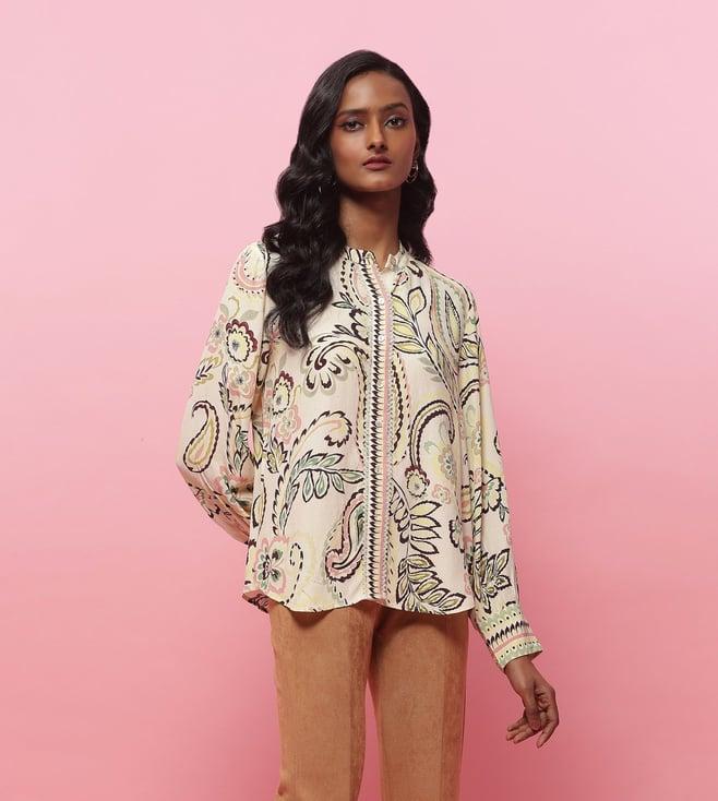 label ritu kumar ecru lorena paisley print shirt