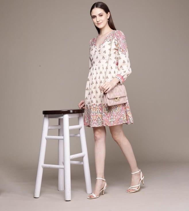 label ritu kumar ecru printed short dress