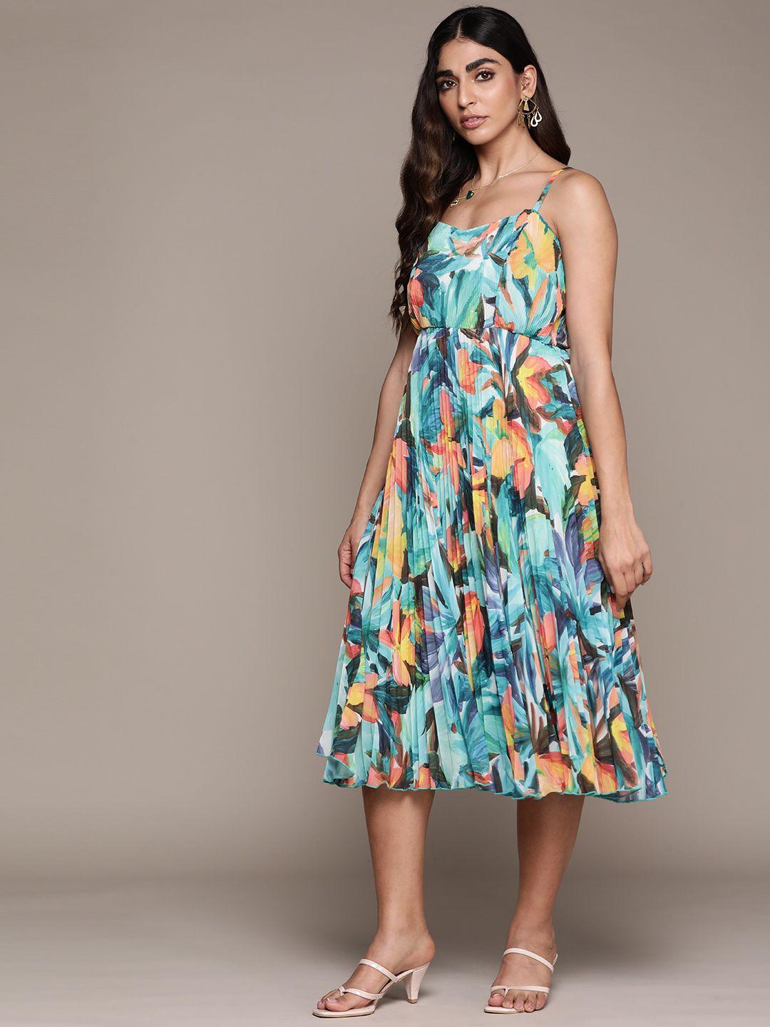 label ritu kumar floral printed empire midi dress