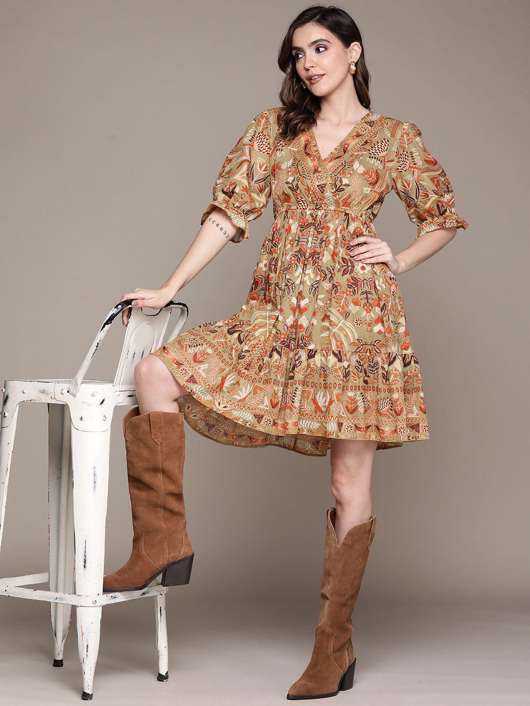 label ritu kumar floral printed pure cotton wrap dress