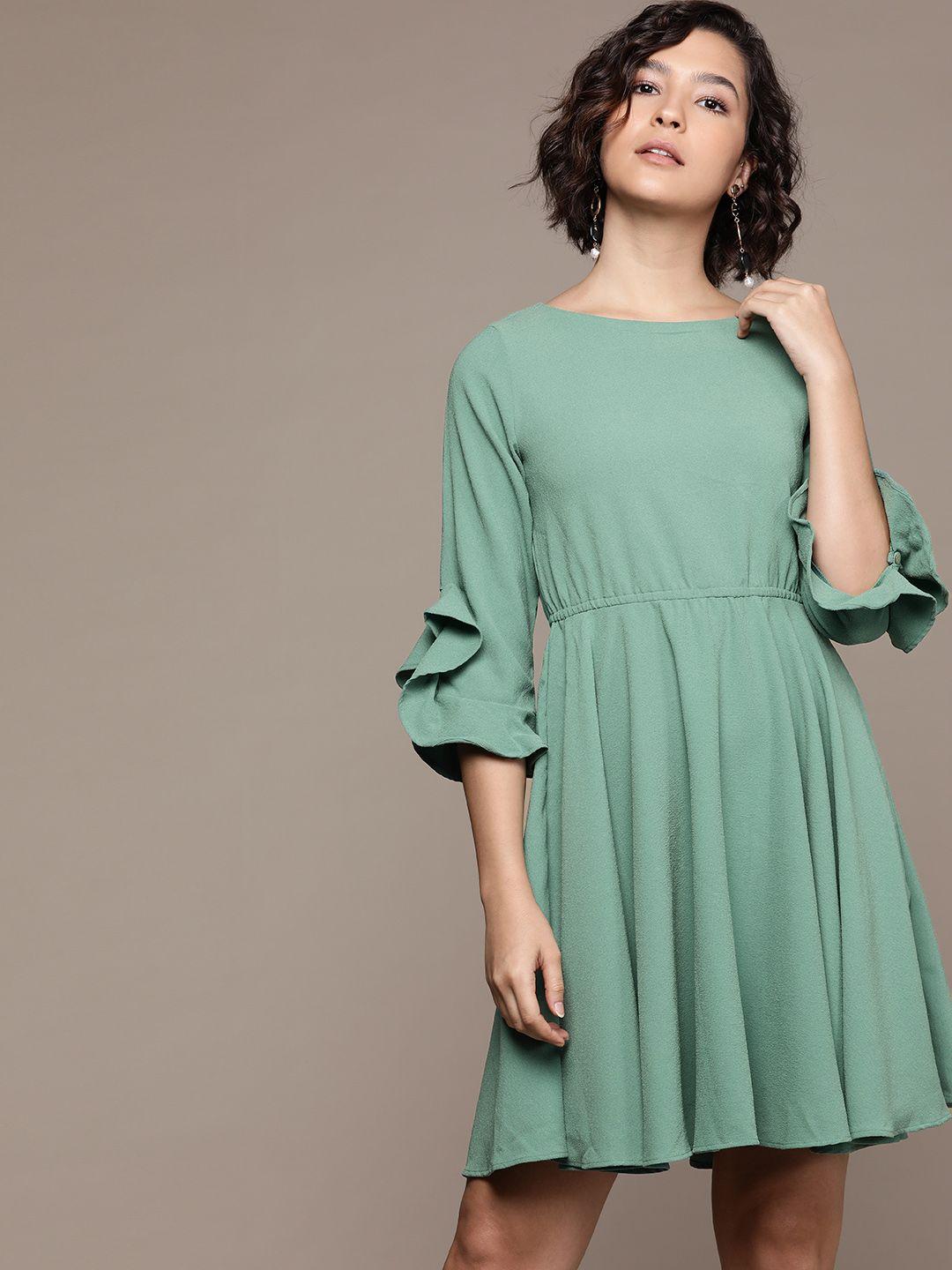 label ritu kumar green crepe short dress
