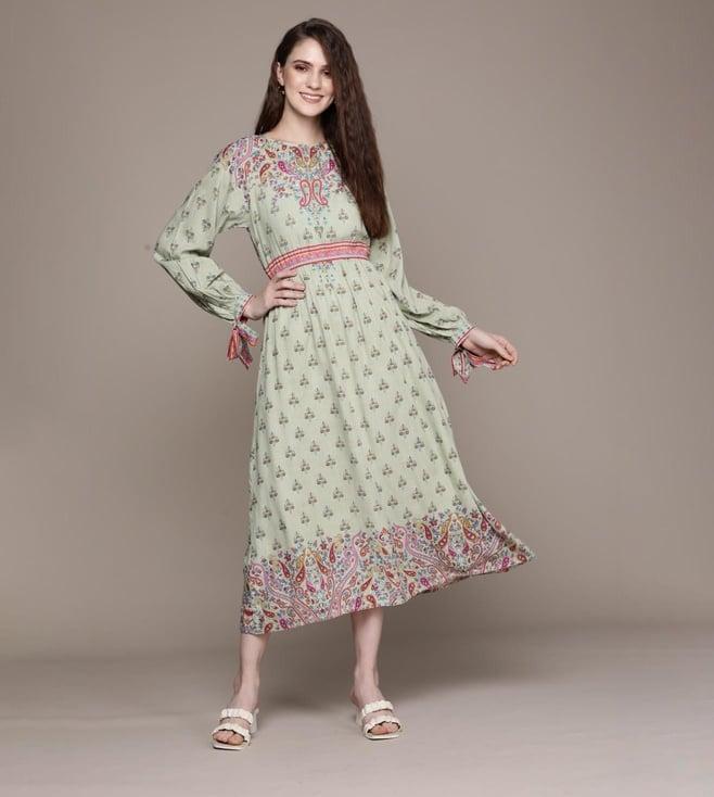 label ritu kumar green printed maxi dress